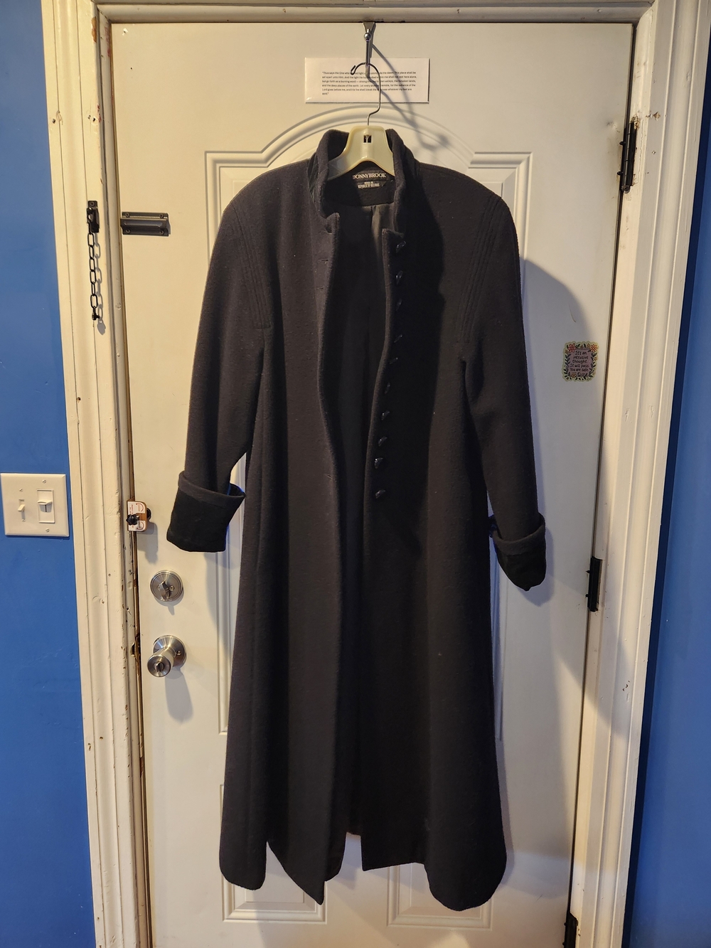 Vintage Donny Brook Full-Length Flaring Wool Coat with Velvet High Collar Medium